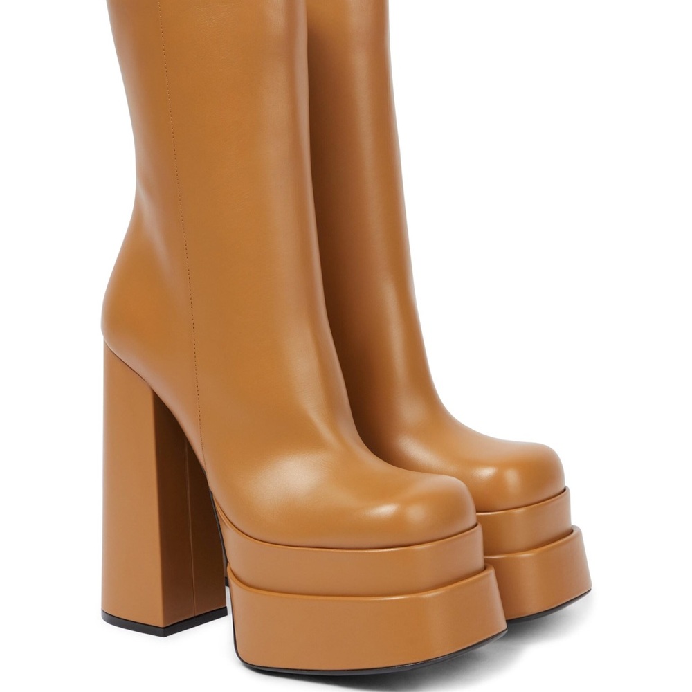 Versace Brown Aevitas Platform Leather boots - Sz. 38.5